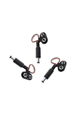 3 Adet - Uyumlu Jaklı 9v Pil Bağlantı Kablosu 9 Volt Pil Başlığı Jack Battery Connector