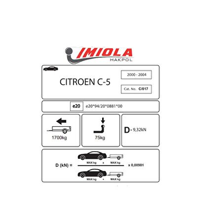 Hakpol - Citroen C-5 Station Wagon  2000-12/2004 Arası Çeki demiri