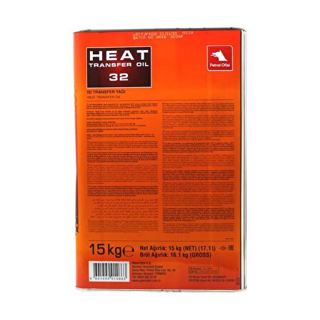 Petrol Ofisi Heat Transfer Oil 32 15 Kg(17 LT) Isı Transfer Yağı