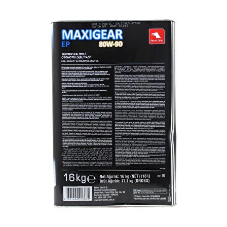 Petrol Ofisi Maxigear EP 80W-90 16 Kg Otomotiv Dişli Yağı