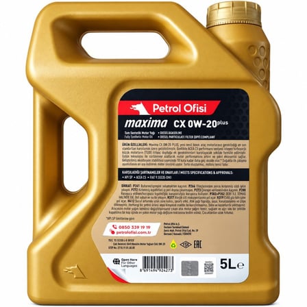 PETROL OFİSİ MOTOR YAĞI MAXİMA CX 0W-20 PLUS 5 Litre