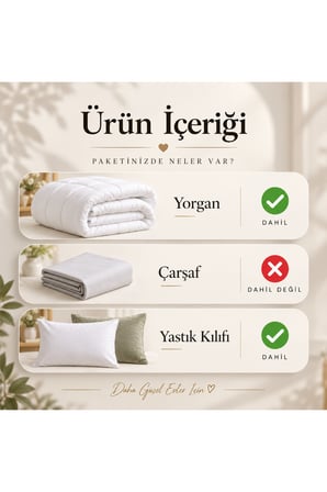 Çift Kişilik Welsoft Puffi Yorgan 195x215 | 2 Adet Yastık Kılıflı | Pamuklu % Puffi
