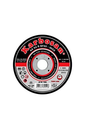 Karbosan AA 54R Paslanmaz İnox Kesici Taş 25 Adet 115x1x22.23mm