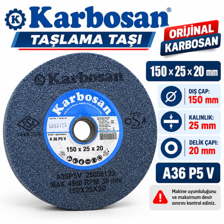 Orjinal Karbosan Taşlama Taşı 150 X 25 x 20 A36 P5 V