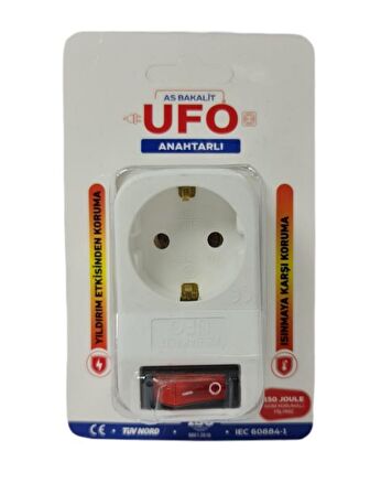 UFO Tekli Akım Korumalı Anahtarlı Priz Beyaz 3500W 16A