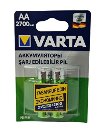 VARTA 2700mAh NiMH Şarjlı Kalem Pil AA 2li Blister