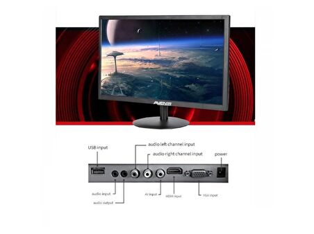 Avenir 19inch LED Monitör USB/HDMI/VGA Dahili Hoparlör