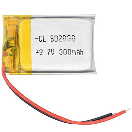 electroon 3.7Volt 300mAh Li-iOn 602030 Lityum Ciklet Polimer Pil