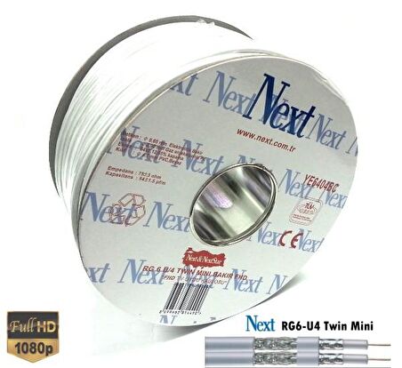 Next YE-6406BC RG6-U4 Mini Twin Anten Kablosu 50Metre