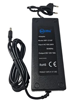 WellPower 12Volt 10Amper Plastik Kasa Adaptör 5.5x2.5mm Jak Fişli