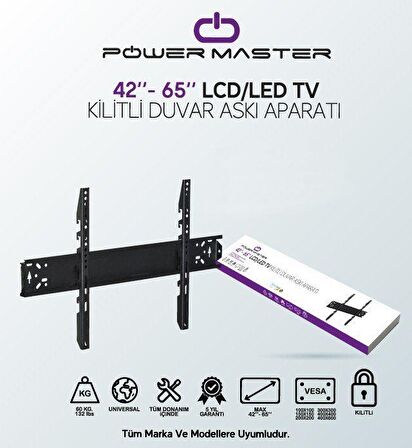 Powermaster 42''-65'' Sabit Lcd-Led Tv Duvar Askı Aparatı