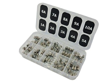 electroon 5x20mm 100Adet Küçük Cam Sigorta Paketi 1-2-3-4-5-6-7-8-9-10A