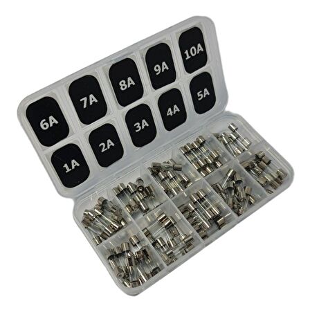 electroon 5x20mm 100Adet Küçük Cam Sigorta Paketi 1-2-3-4-5-6-7-8-9-10A