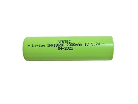 SERTEC 18650 3.7V 2000mAh 1C Lion Şarjlı Pil Başlıksız - 1Adet