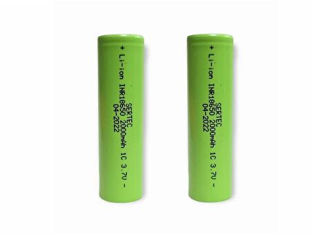 SERTEC 18650 3.7V 2000mAh 1C Lion Şarjlı Pil Başlıksız - 2Adet