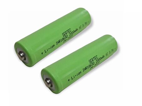 SERTEC 18650 3.7V 2000mAh 1C Lion Şarjlı Pil Başlıklı - 2Adet