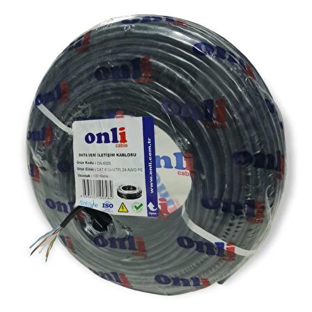 Onli Cat6 Kablo 24AWG Dış Ortam 100mt Siyah