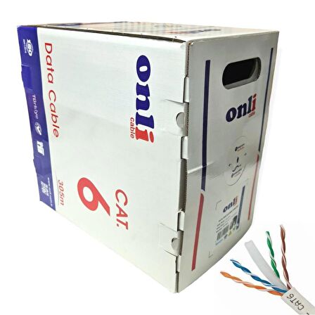 Onli 305Mt 24AWG UTP CAT6 Network Kablosu Gri Yerli Üretim