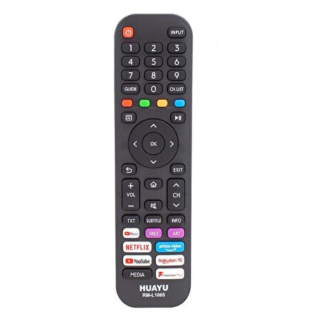 Hisense RM-L1665 Netflix-Prime Video-Youtube Tuşlu Led Tv Kumandası