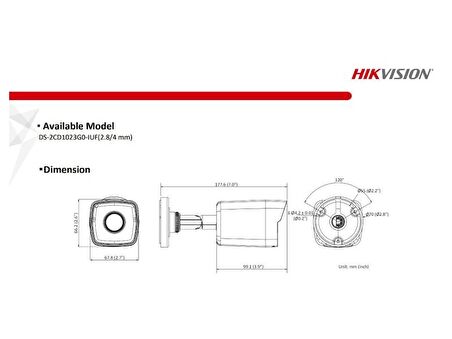 Hikvision DS-2CD1023G0-IUF 2 Megapiksel HD 1920x1080 Bullet Güvenlik Kamerası