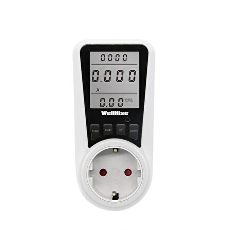 WellHise PM004+ Wattmetre 16A 3680W Elektrik Tüketimi Ölçer