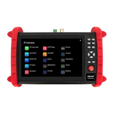 Alpsat AS33-IPCX 7'' Ekran IPC-ONVIF-AHD-CVI-TVI-HDMI-Analog Giriş Cctv Kamera Test Cihazı
