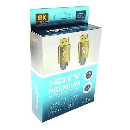 electroon 1.5metre 2.1v 8K Ultra HD Gold HDMI Kablo 7680x4320