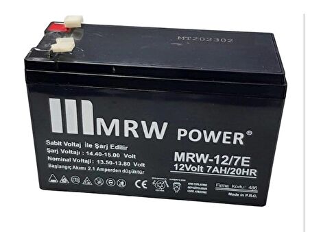 MRW Power 12Volt 7Amper Akü 12V 7AH