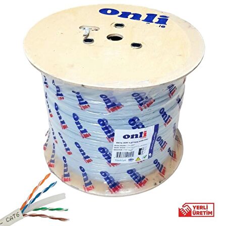 Onli 500Mt 24AWG CAT6 Network Kablosu Gri Yerli Üretim