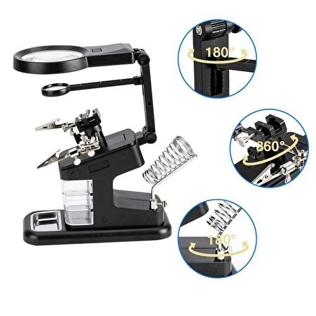 WellHise TE-803 Masa Üstü Ledli Büyüteç Çok Amaçlı Tutacak