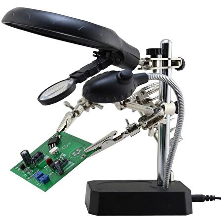 WellHise TE-800 Masa Üstü Ledli Büyüteç Çok Fonksiyonlu Tutacak