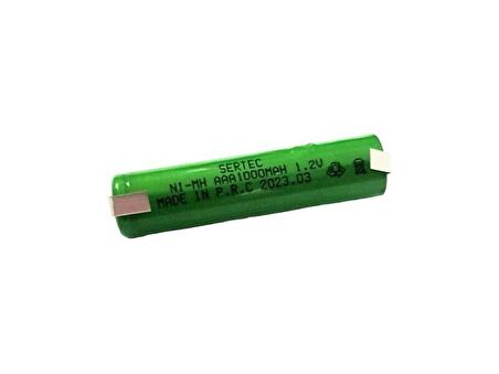 Sertec AAA 1.2Volt 1000mAh Ni-MH ince Şarjlı Kalem Pil Puntolu 1Adet