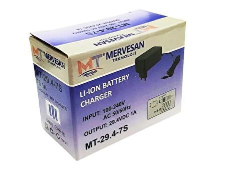 Mervesan 29.4Volt 7S 1Amper Li-ion Batarya Şarj Cihazı