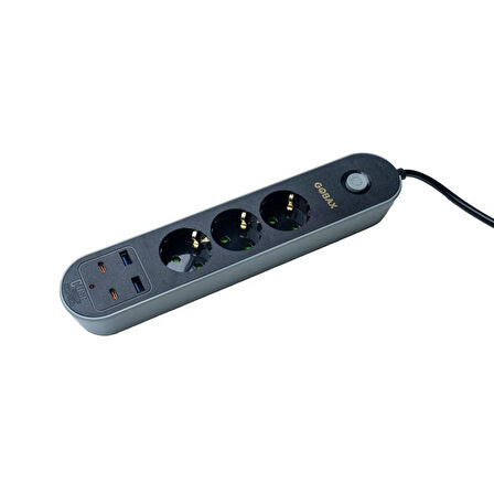 Gobax MG-106 2xUsb+2Type-C Çıkışlı 3lü 2Metre Akım Korumalı Priz