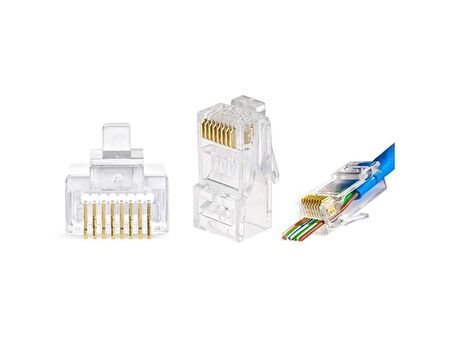 TRKLink EZ RJ45 CAT6 Konnektör Şeffaf 100Adet