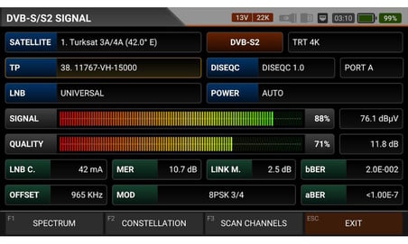 ALPSAT AS07STCA-4K DVB S-S2/T-T2/C/J.83B /ISDB-T COMBO Sinyal Analizörü