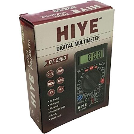 Hıye DT-830D Dijital Multimetre Ölçü Aleti - Siyah Kasa