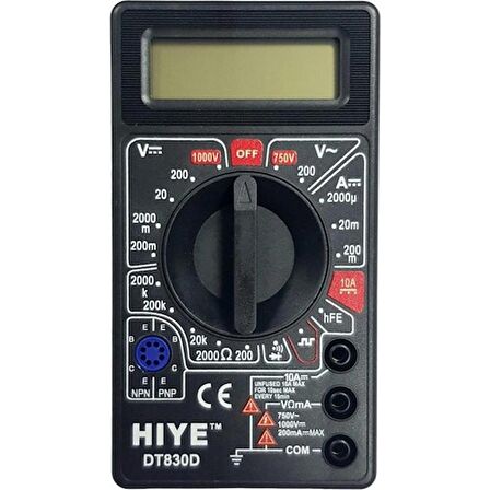 Hıye DT-830D Dijital Multimetre Ölçü Aleti - Siyah Kasa