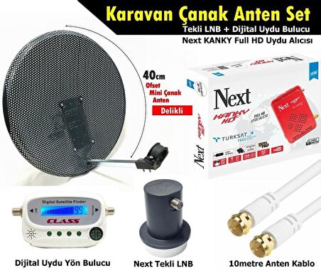 Antenci 40cm Delikli Karavan Çanak Anten Seti +Next HD Uydu Alıcısı +Dijital Uydu Bulucu