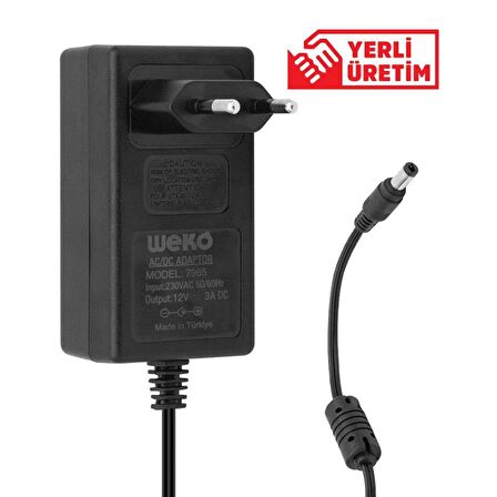 Weko 12Volt 3Amper 36Watt 5.5x2.5 Uçlu Plastik Kasa Priz Tip Adaptör