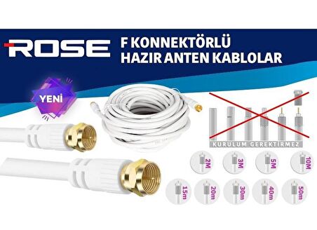 Rose 15Metre Gold F Konnektörlü Anten Kablosu