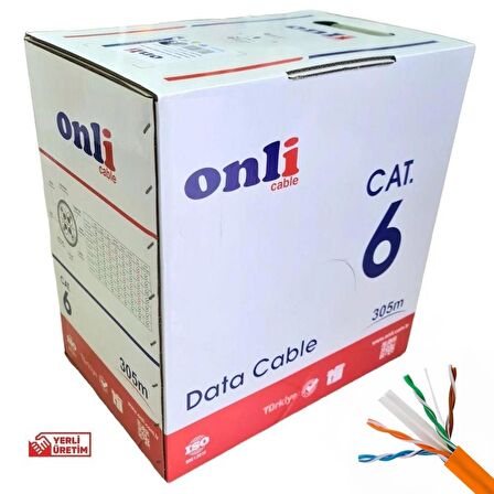 Onli 305Mt 23AWG UTP CAT6 Network Kablosu Gri Yerli Üretim