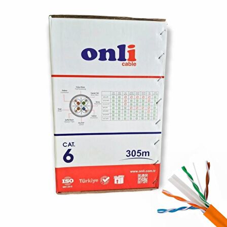 Onli 305Mt 23AWG UTP CAT6 Network Kablosu Gri Yerli Üretim