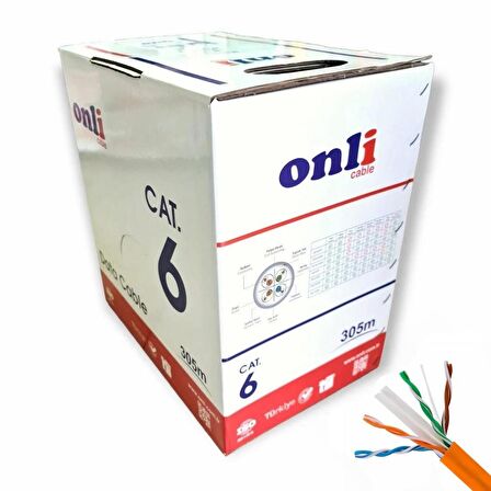 Onli 305Mt 23AWG UTP CAT6 Network Kablosu Gri Yerli Üretim