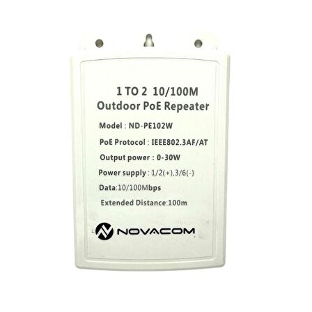 Novacom ND-PE102W 10/100Mbps 1/2 Dış Ortam POE Repeater 100mt 30W