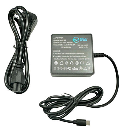 WellPower WNA-C100  5V/9V/12V/15V/20V 3A 100W Type-C Notebook Şarj Adaptör