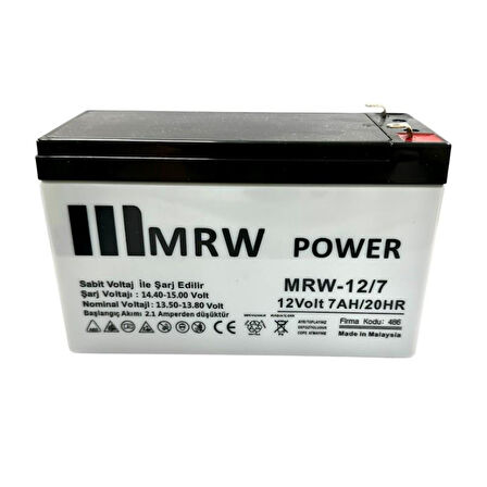 MRW Power 12Volt 7Amper UPS Akü 12V 7AH