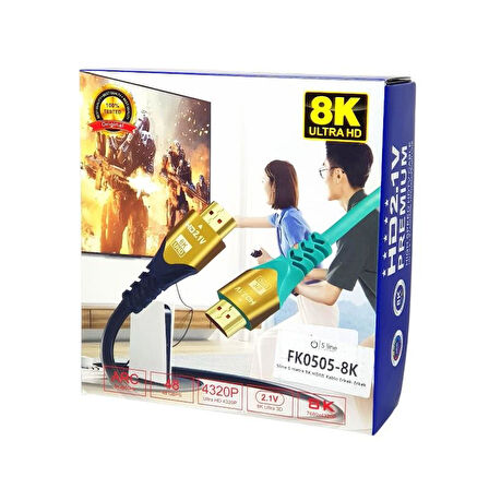 S Line 8K 5Metre HDMI Kablo 2.1v 60Hz 7680x4320P