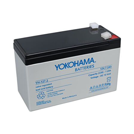 Yokohama 12 Volt - 7.2Amper UPS'ler İçin Akü YH-127.2 (150x65x90mm)