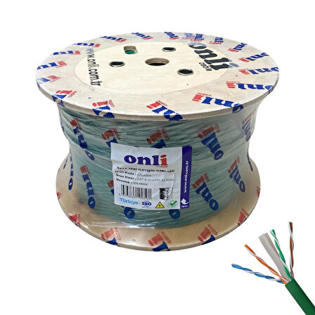 Onli 305Mt 23AWG UTP CAT6 Network Kablosu Yeşil Yerli Üretim